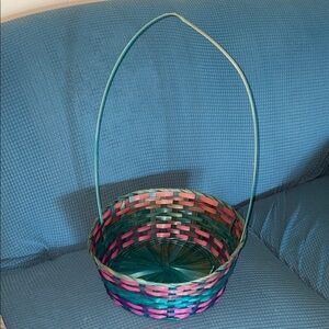 Pink and blue woven Easter basket - 42” around